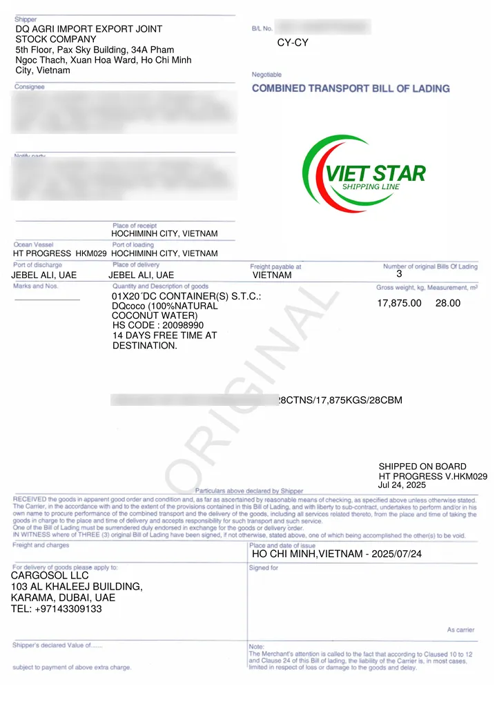Bill of lading