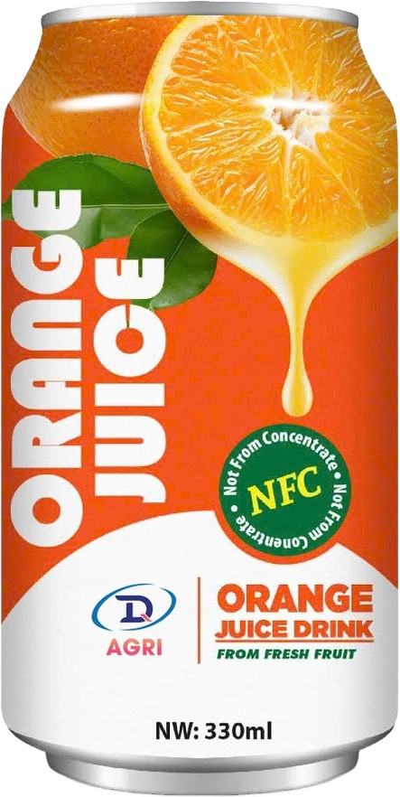 DQ Agri orange NFC juice drink, 330 ml can
