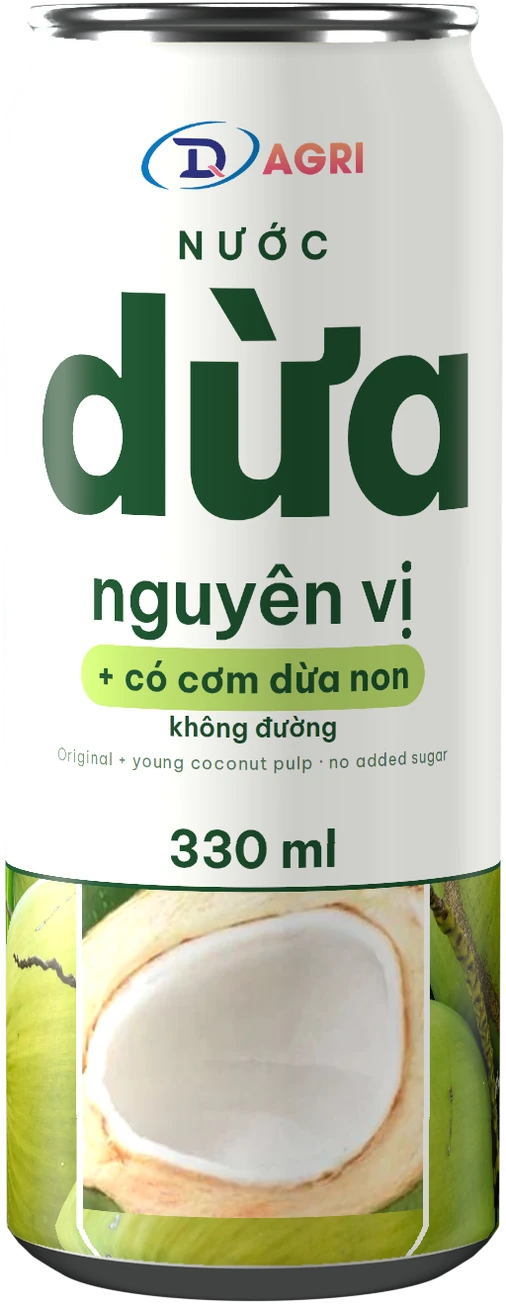 Vietnam label, Coconut with Pulp: 330 ml can with Vietnamese text