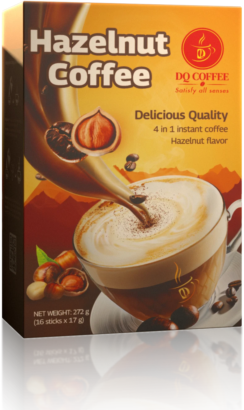 DQ Coffee hazelnut instant coffee box