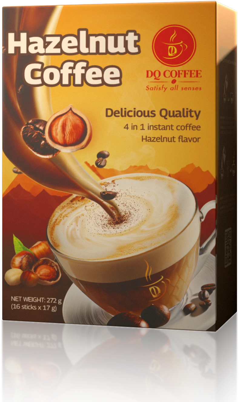 DQ Coffee hazelnut instant coffee box