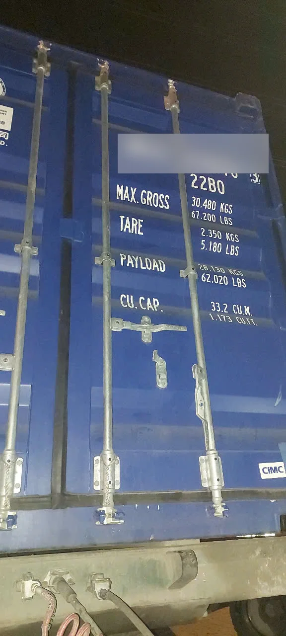 The 20-foot container of the Ningbo shipment, doors closed